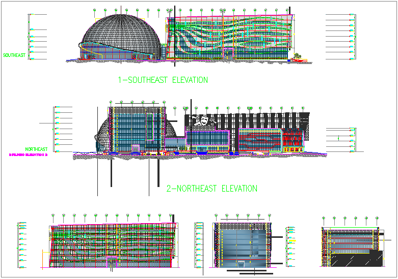 General building plan and elevation view dwg file
