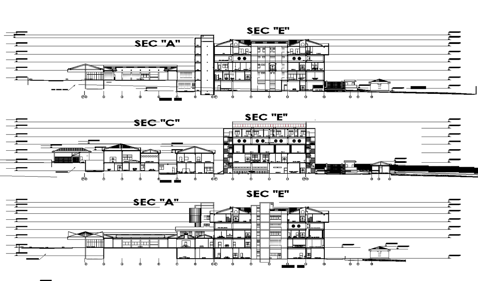 General hospital sectional plan detail dwg file.
