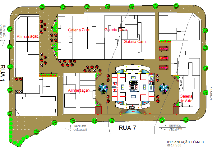 General layout plan details of multi-functional building dwg file
