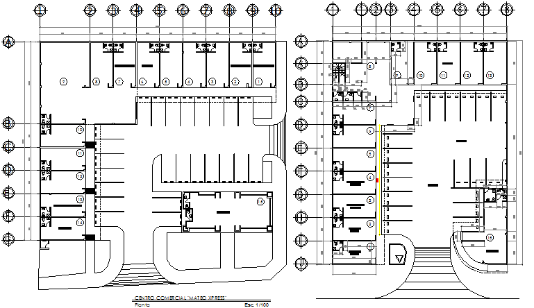 General layout plan details of shopping center dwg file
