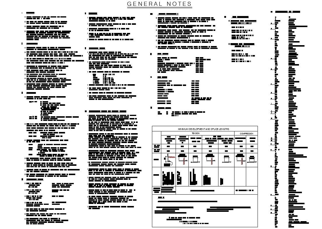General notes structure details for column and beam dwg file