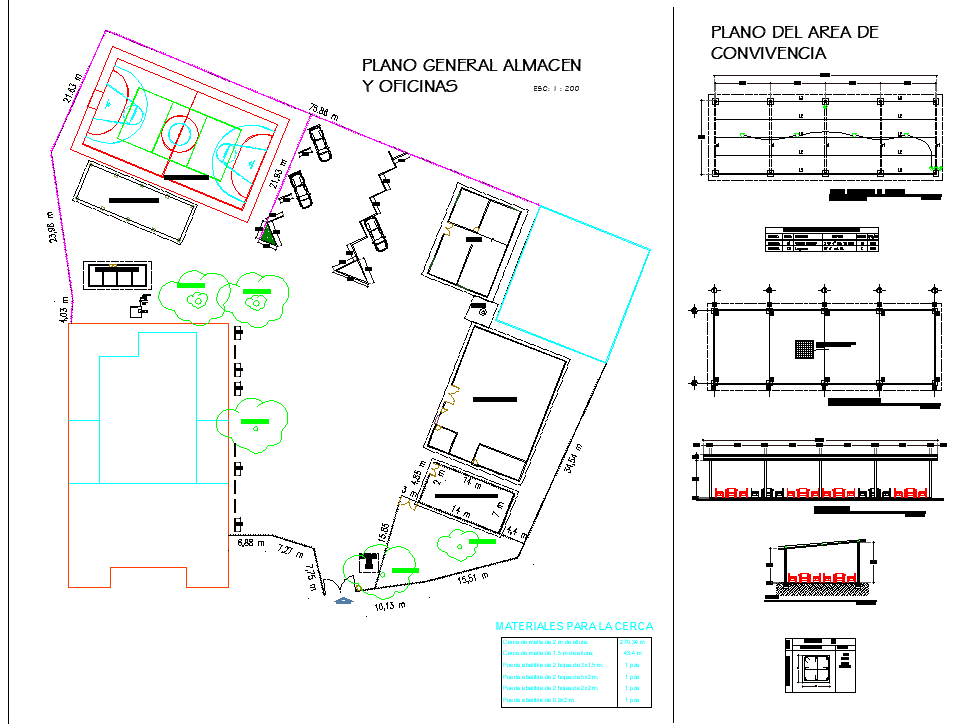 General plan of camp shop office with elevation dwg file