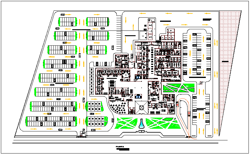 General plan of pediatric hospital dwg file