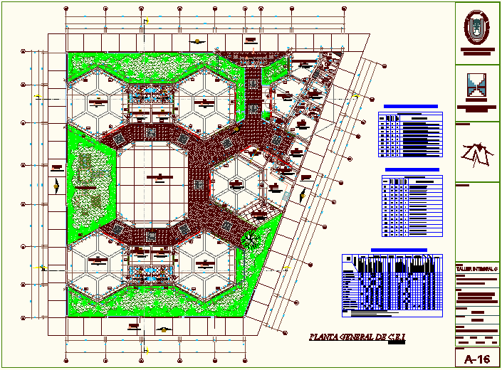 General plan of university with door and window detail dwg file