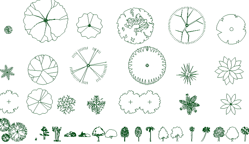 General tree plant blocks design of garden dwg file