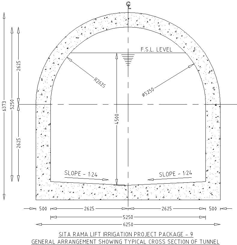 General Arrangement Showing typical cross Section of tunnel.