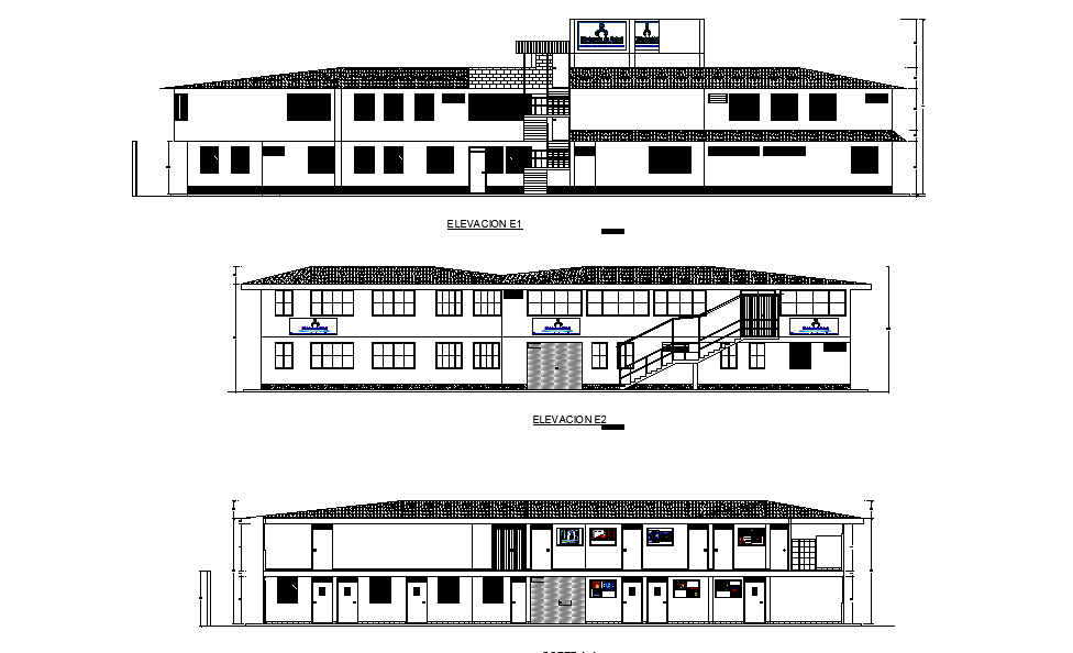 General Hospital Sectional Elevation CAD Drawing Download DWG File