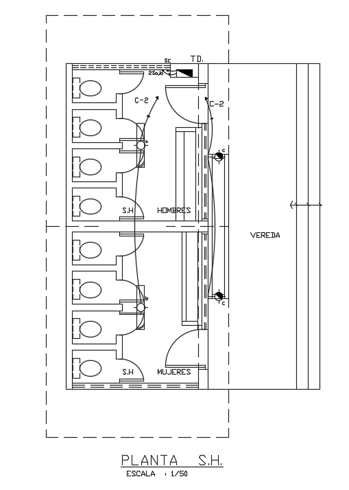 General Toilet floor plan detail drawing separated in this drawing file. Download the AutoCAD drawing file.