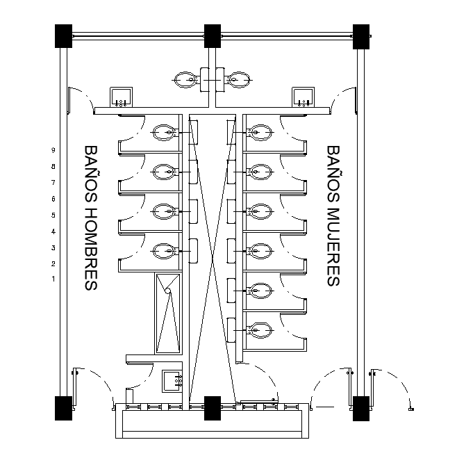 General Toilet floor plan detail drawing specified in this AutoCAD drawing file. Download this 2d AutoCAD drawing file.