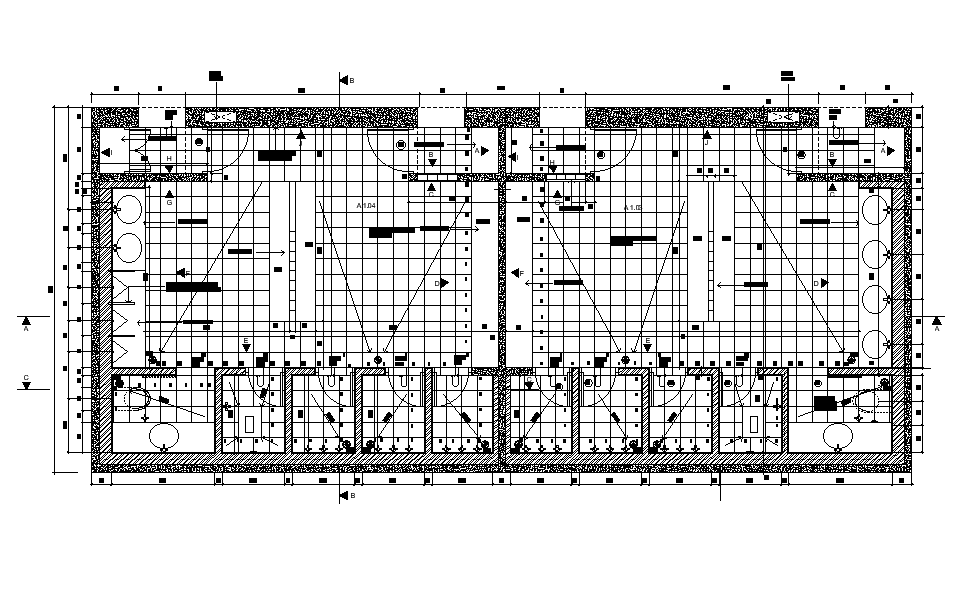 General toilet floor layout in 2D AutoCAD drawing file