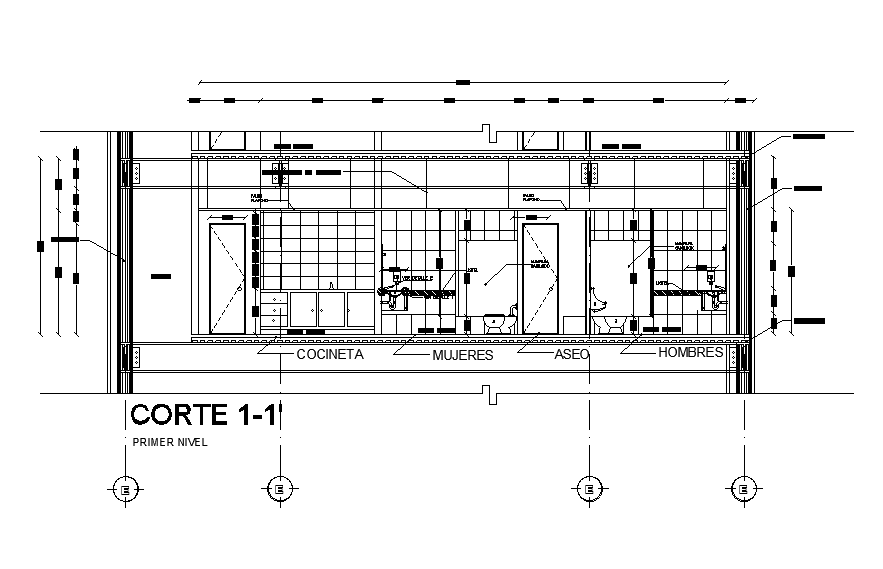 General Toilet section detail drawing separated in this AutoCAD file. Download this 2d AutoCAD drawing file.