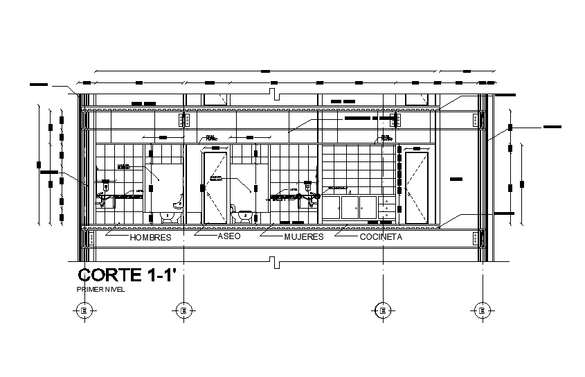 General Toilet section detail drawing specified in this AutoCAD file.