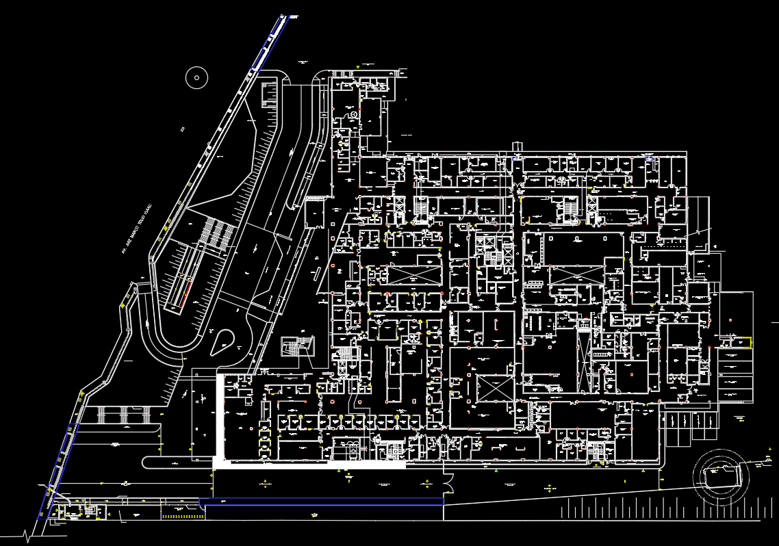 General layout of 2nd floor plan in AutoCAD 2D drawing, CAD file, dwg file