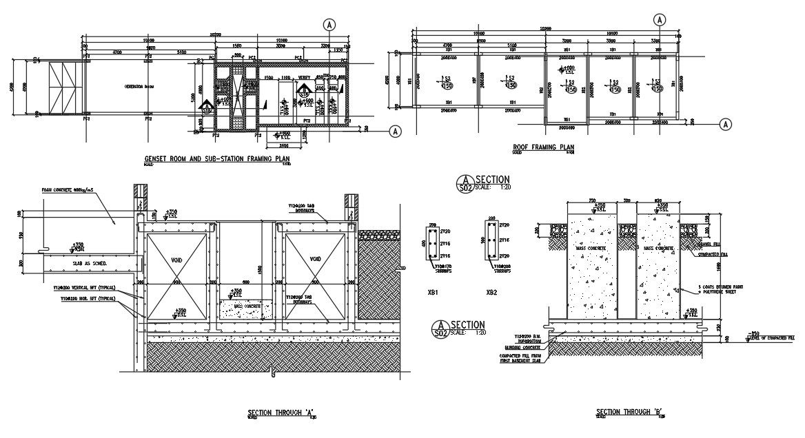 Genset room and substation framing plan are given in this AutoCAD DWG drawing. Download the AutoCAD 2D DWG file.