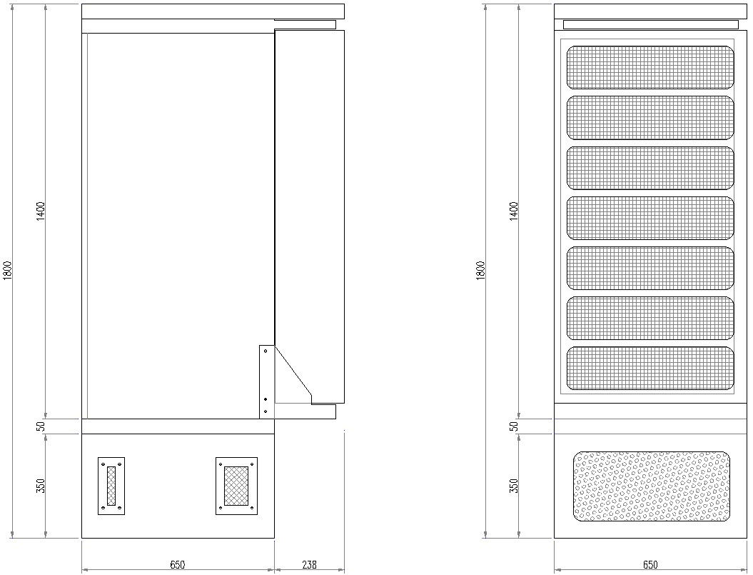 Genset room side view in AutoCAD, dwg files.