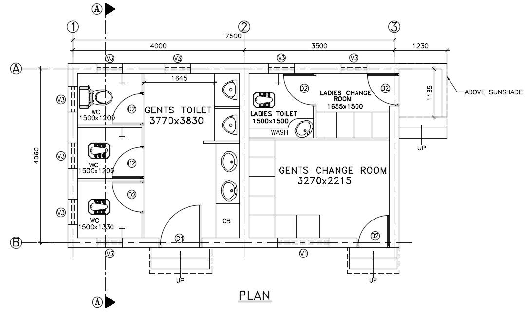 Gents toilet detail file. Download cad drawing file | CADBULL