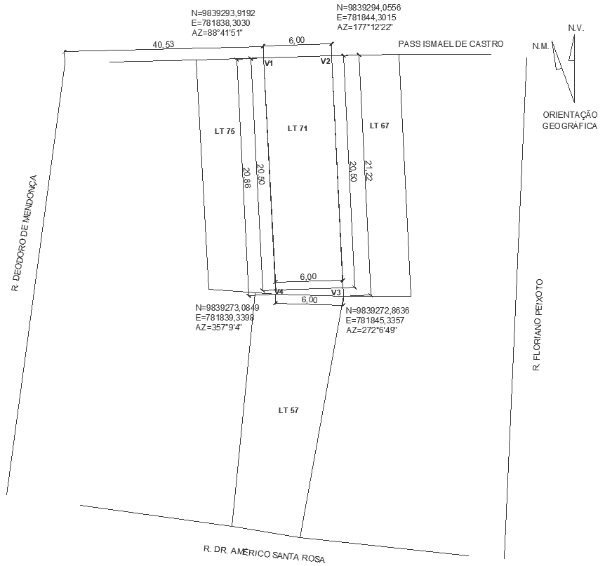 Geographic orientation for plot planning DWG AutoCAD drawing