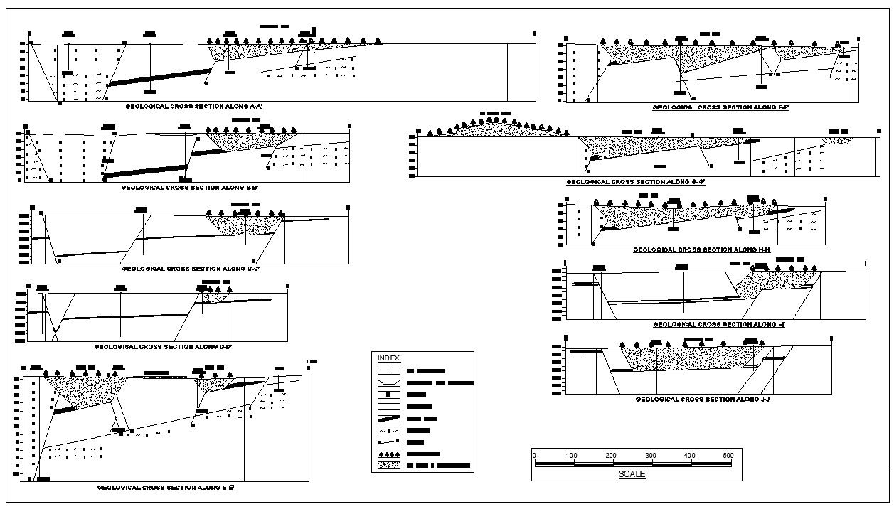 Geological cross Section AutoCAD DWG Drawing File is given. Download the AutoCAD DWG file.