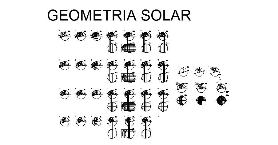 Geometric solar multiple blocks cad drawing details dwg file
