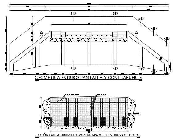 Geometry stirrup screen and buttress plan detail dwg file