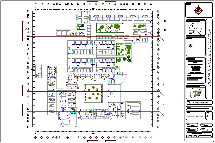 Geriatric hospital architectural plan dwg file