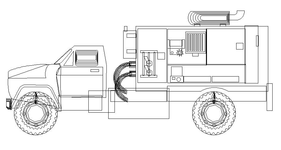 Giant engineering truck side elevation cad block details dwg file