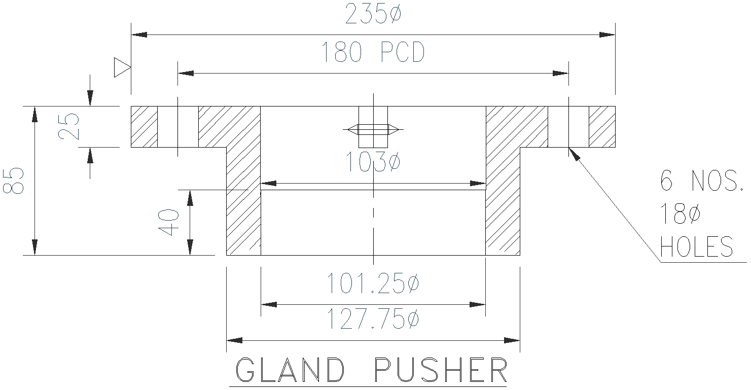 Gland Pusher Plan Details AutoCAD DWG File Download