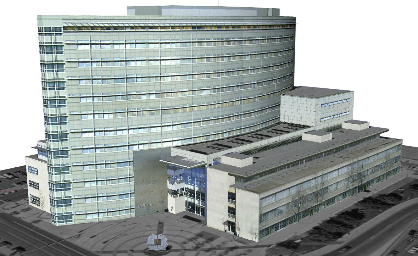 Modern Glass Commercial Complex building Plan in DWG File Format