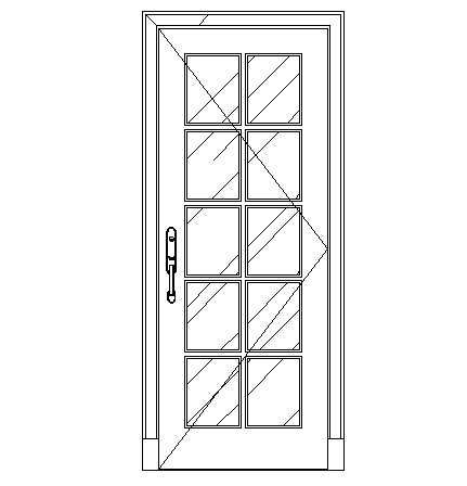 Glass door elevation cad block design dwg file