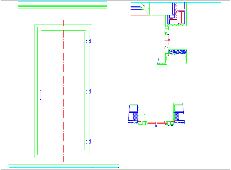 Glass door view with sectional detail