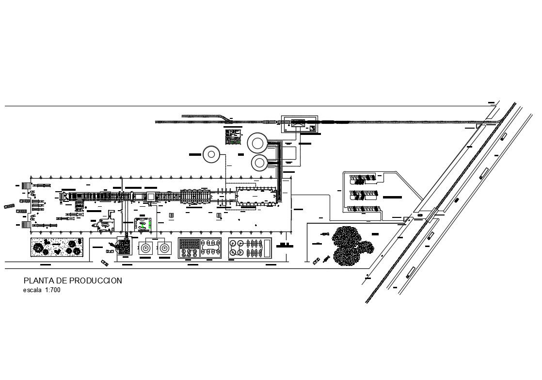 Glass production industrial plant plan cad drawing details dwg file