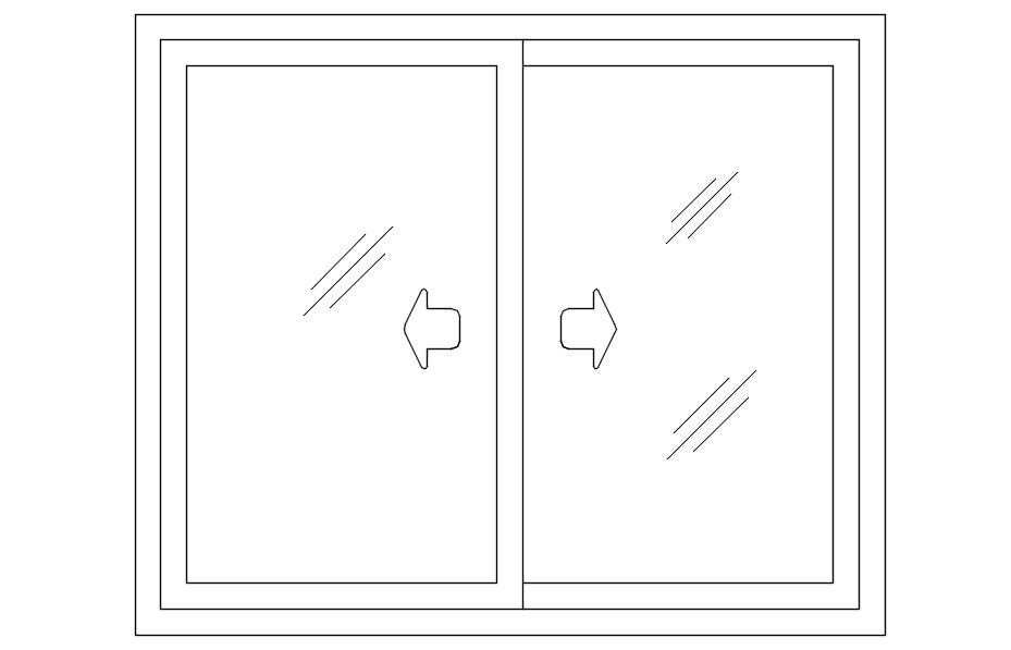 Glass Double Door CAD Block AutoCAD Drawing