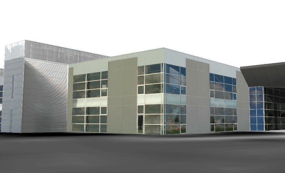 Glassed Modern Commercial Office Design Plan in DWG Format File