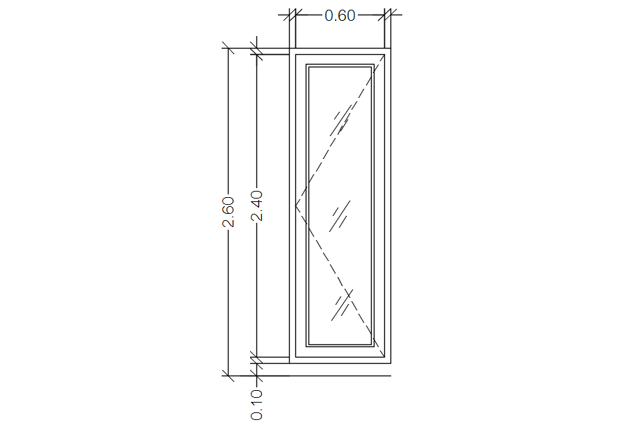 Glass panel door in AutoCAD 2D, dwg file, CAD file