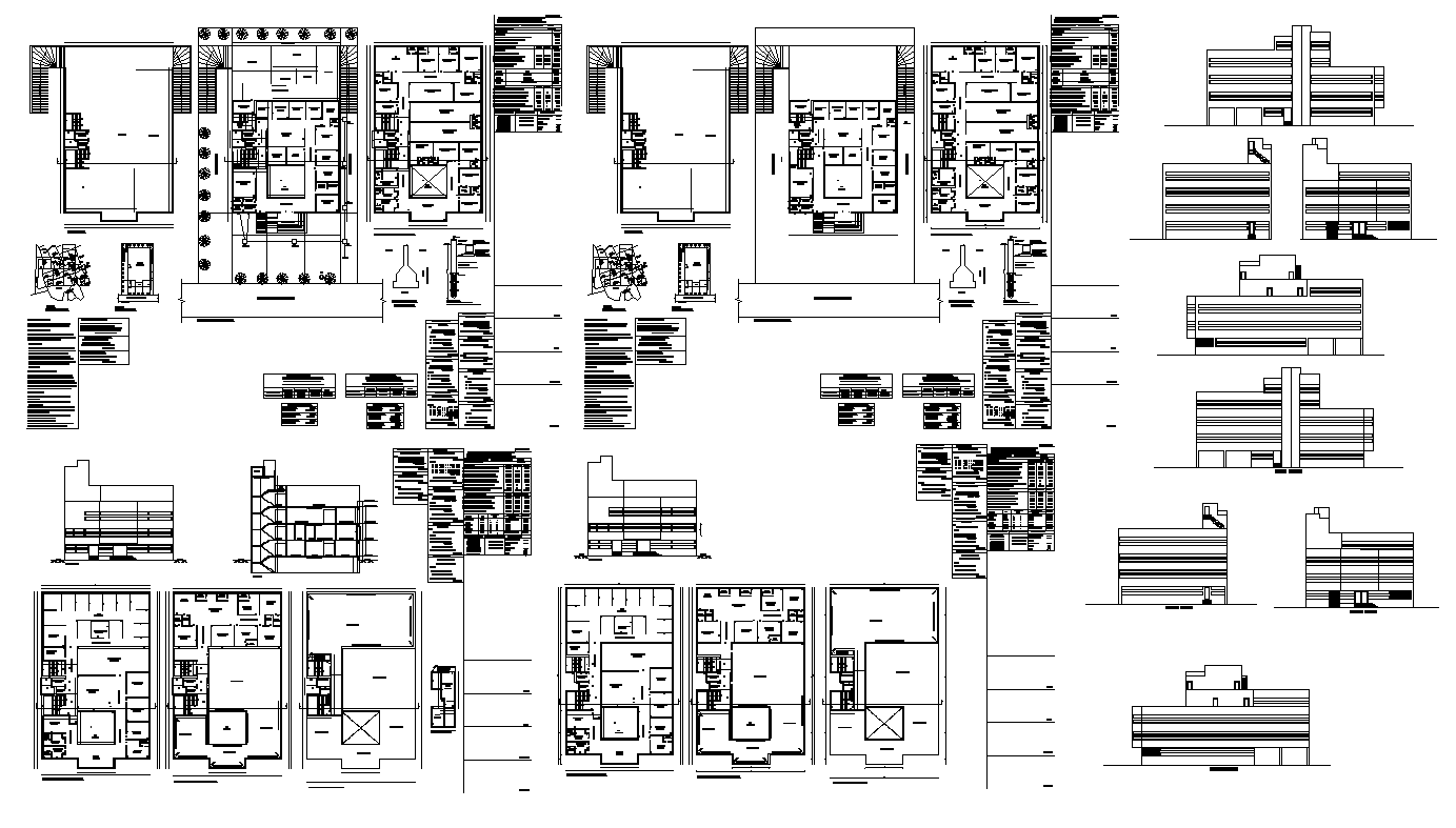 Global hospital detail elevation and plan layout autocad file