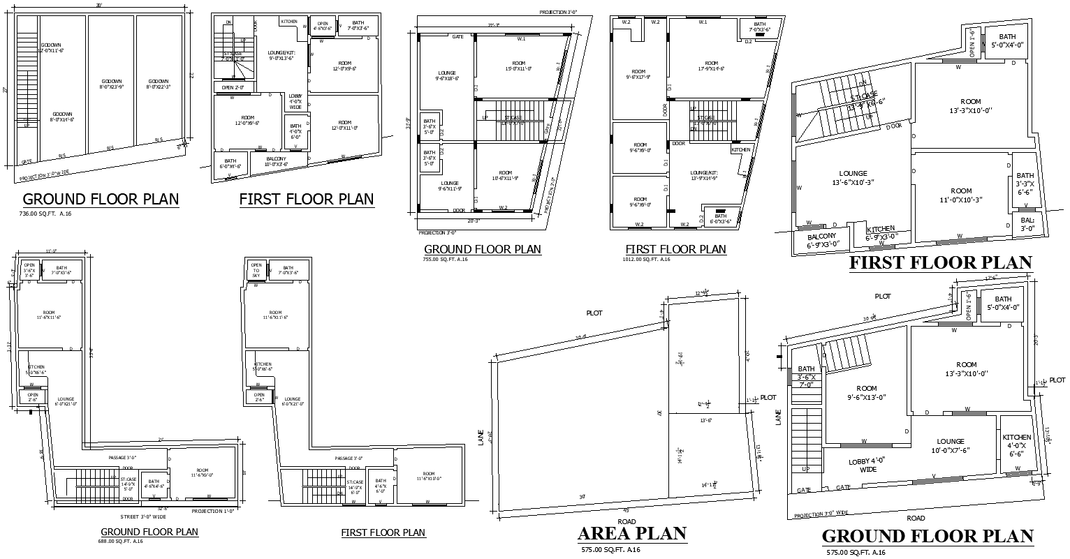 Godown and House Ground Floor Plan AutoCAD file Download 