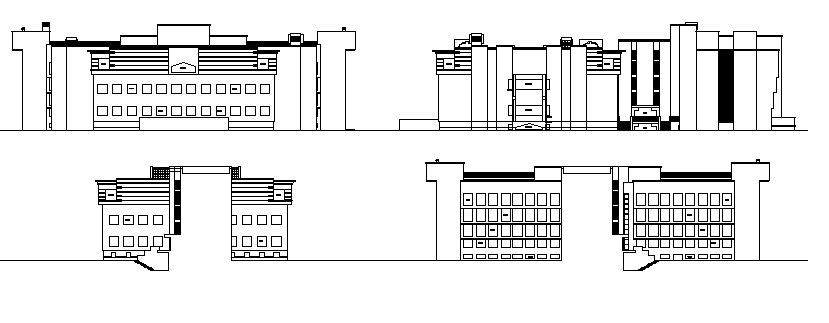 Government Building Design and Elevation dwg file