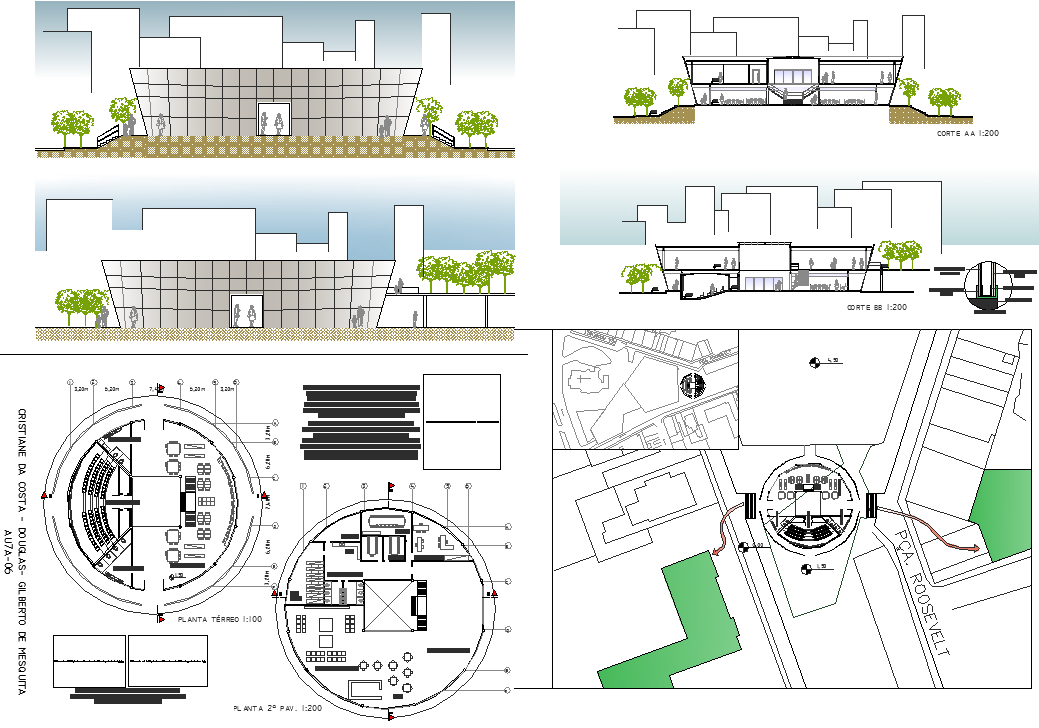 Government Building layout plan and elevation design dwg file