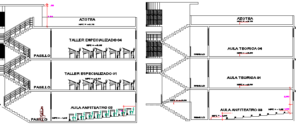 Government College Architecture Design and Elevation dwg file
