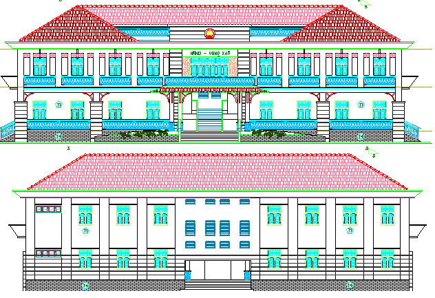 Government Head Quarters Architecture Layout and Elevation dwg file