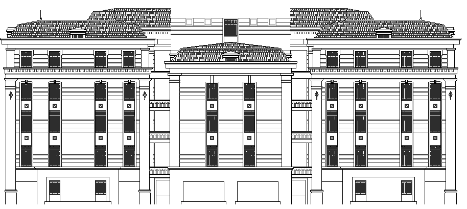 Government Museum Architecture Design and Elevation dwg file