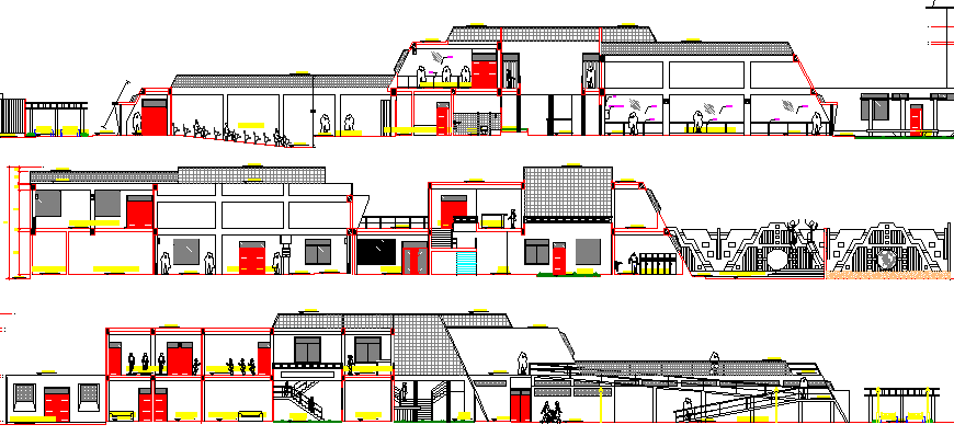 Government Museum Architecture Design and Elevation dwg file