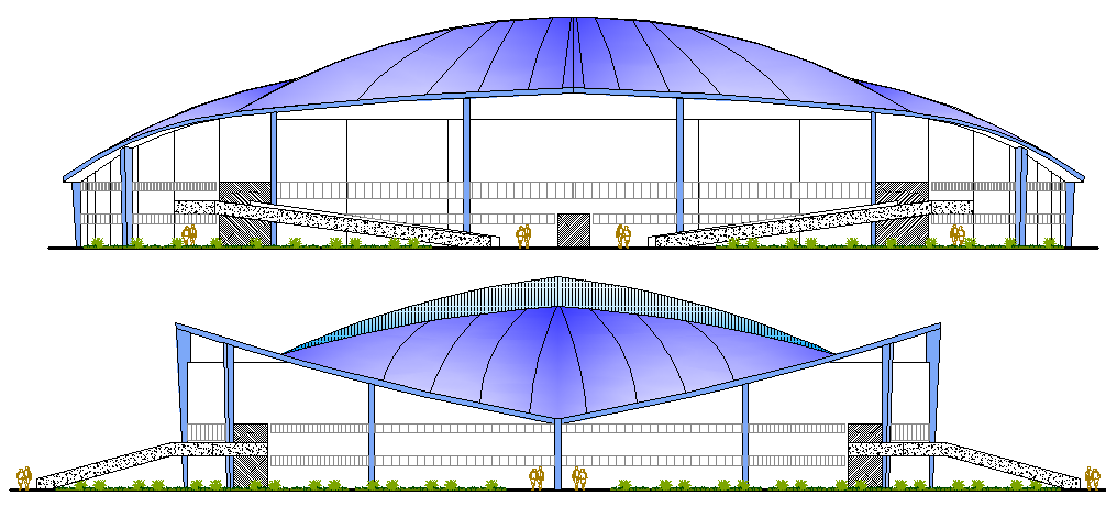 Government Museum Architecture Design and Elevation dwg file.