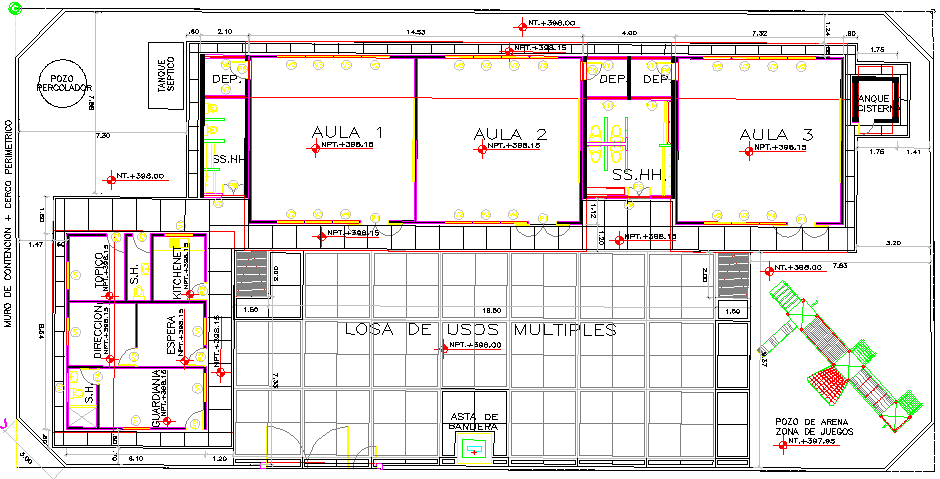Government School Design and Structure Details dwg file