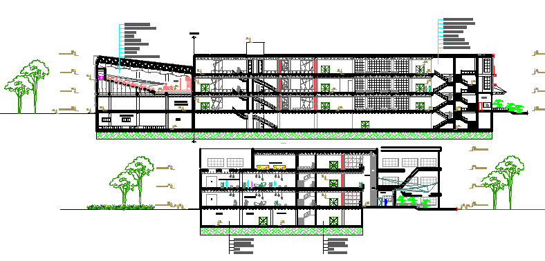 Government municipality office building sectional details dwg file
