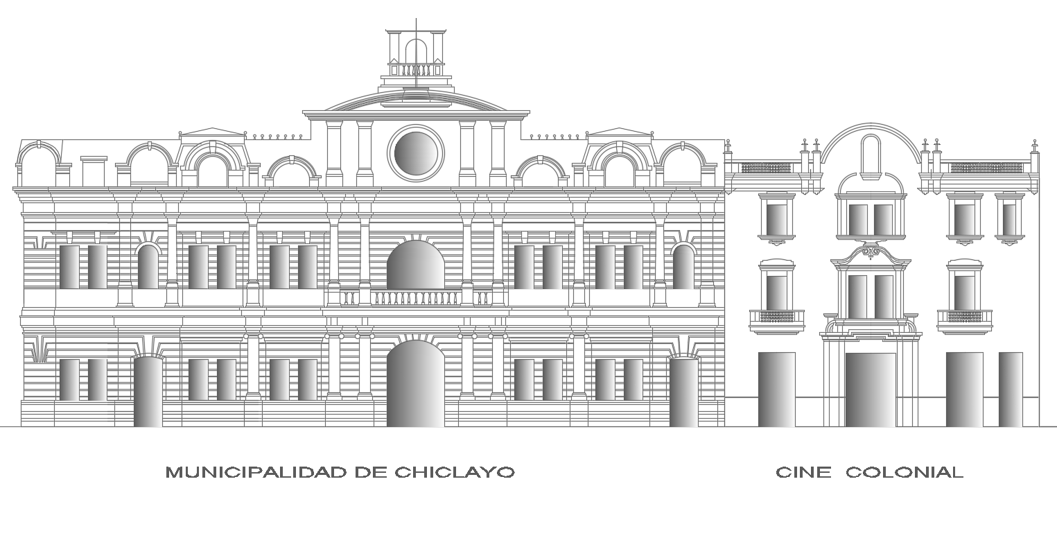 Government Municipal Office Building Front Elevation Design Download DWG File