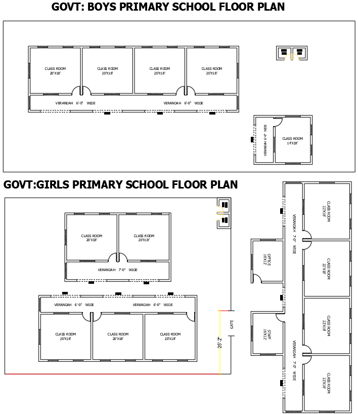 Govt Boys and Girls Primary School Layout in AutoCAD File