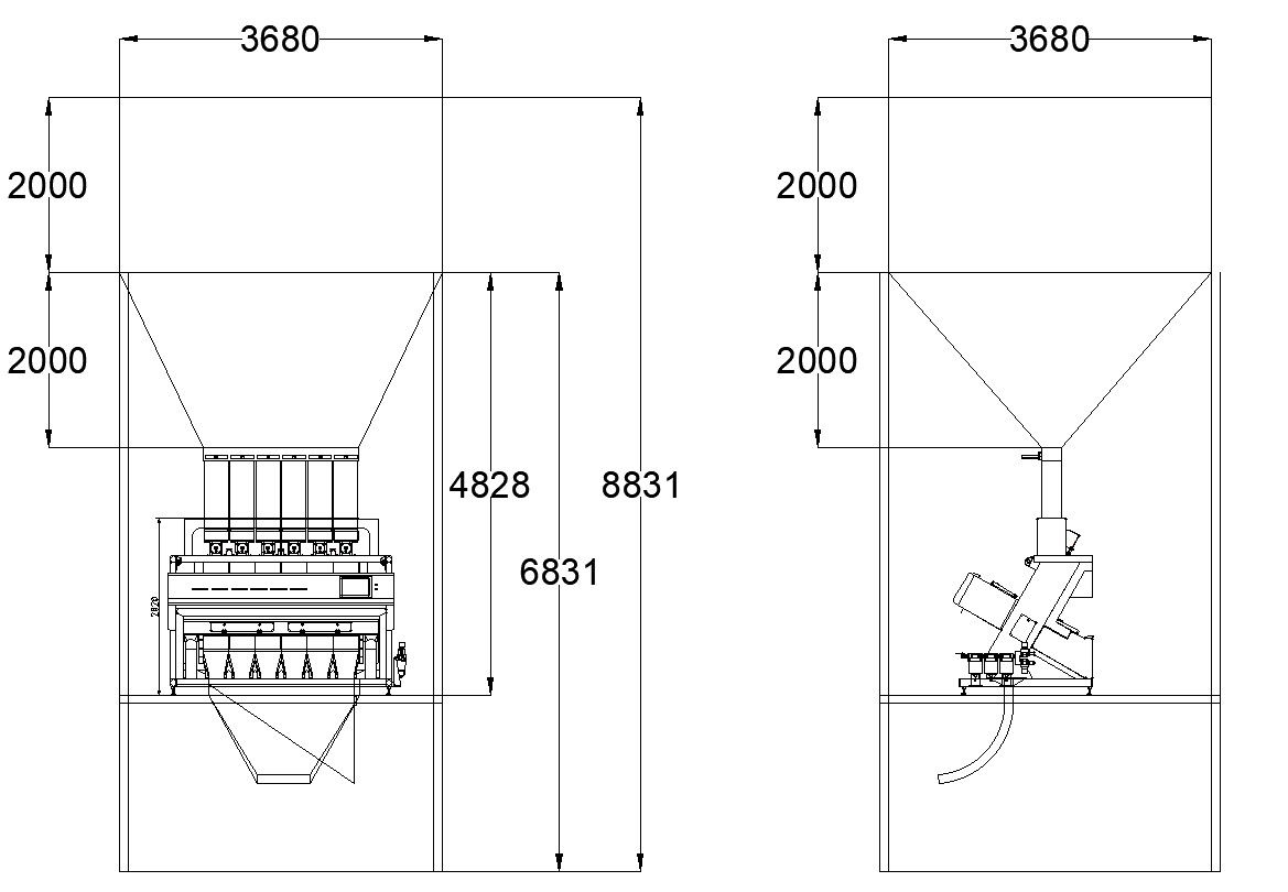 Grain production machine design in detail AutoCAD 2D drawing, CAD file, dwg file