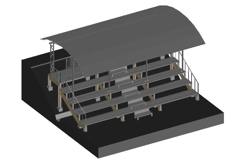 Grand stand of stadium 3d view dwg file