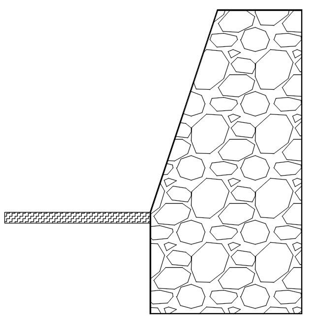 Gravity retaining wall design in AutoCAD 2D drawing, CAD file, dwg file